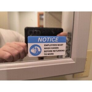 Employees Must Wash Hands Notice Sign Waterproof Decal Vinyl Sticker (2 Pack)